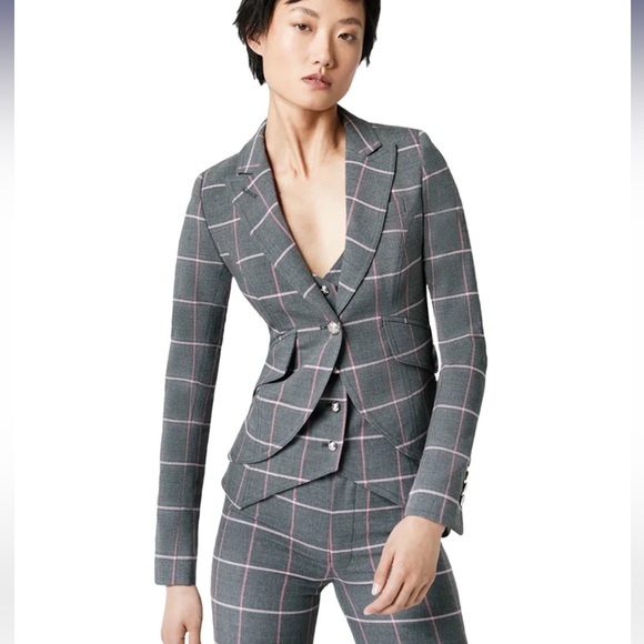 SMYTHE One Button Window Pane Stripe Blazer - Picture 3 of 6